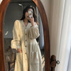 Embress - Autumn/Winter Vintage Single Breasted Corduroy Tunic, Long Dress Full Sleeve with Pockets