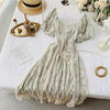 Gish - Fairy Dress Retro Chiffon Puff Sleeve Casual Elegant Floral Print