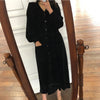 Embress - Autumn/Winter Vintage Single Breasted Corduroy Tunic, Long Dress Full Sleeve with Pockets