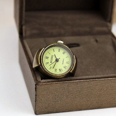 Clockworth's - Dark Academia Mini Clock Elastic Stretchy Quartz Watch Rings - TheDarkAcademic
