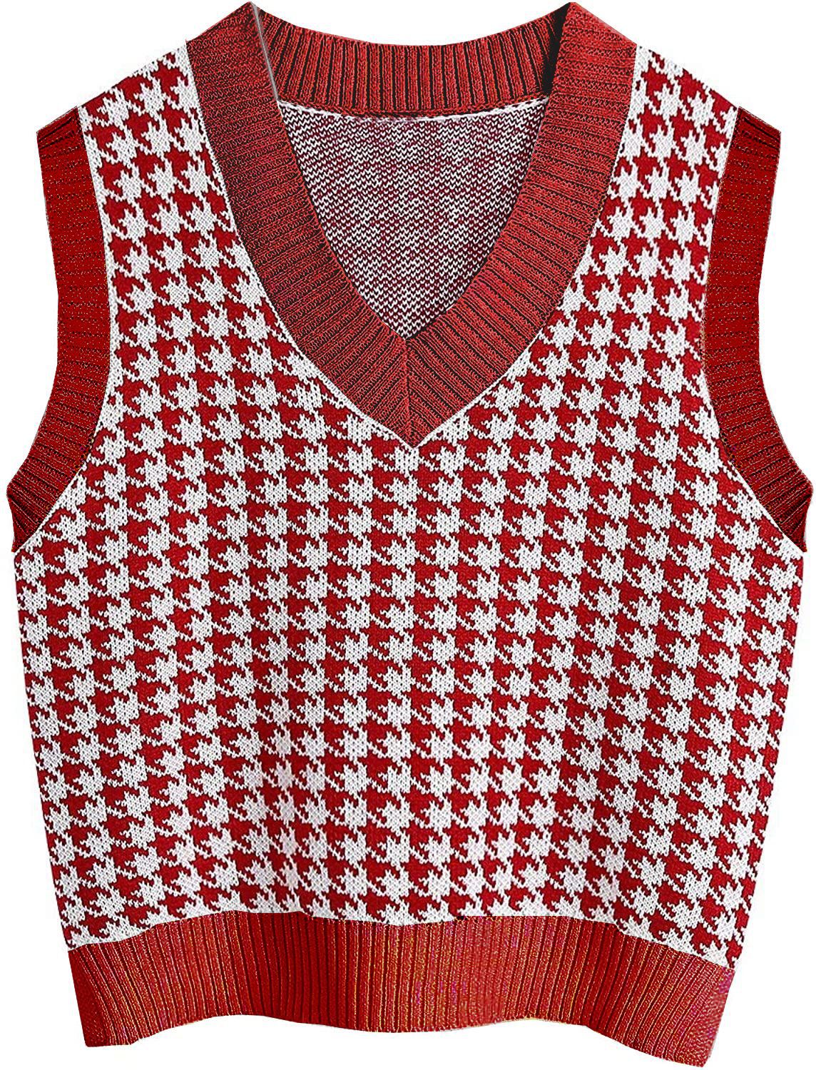 Ares - Dark Academia Houndstooth Knitted Sweater Vest - TheDarkAcademic