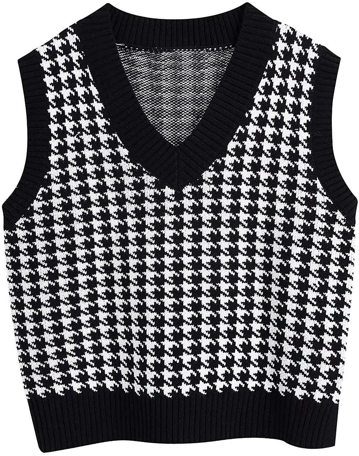 Ares - Dark Academia Houndstooth Knitted Sweater Vest - TheDarkAcademic