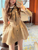 Merde - Autumn Elegant Vintage Mini Party Dress, Long Sleeve One Piece