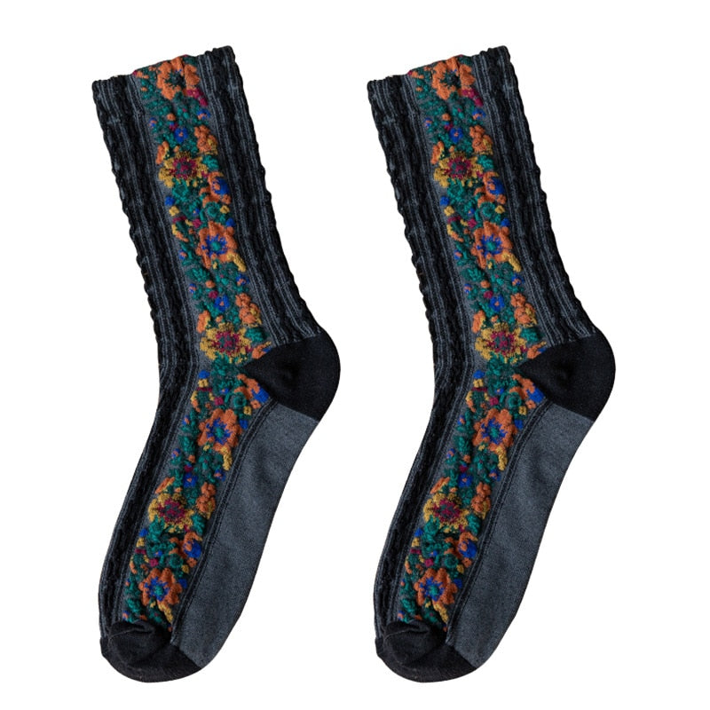 Classical Women's Socks Flowers Dress Socks