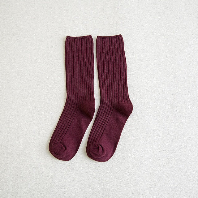 Stephy - Retro Women Cotton Loose Socks - DarkAcademic