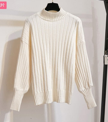 Cotton - Sweet Knitted Puff Sleeve Sweater With Mini-Skirt - TheDarkAcademic