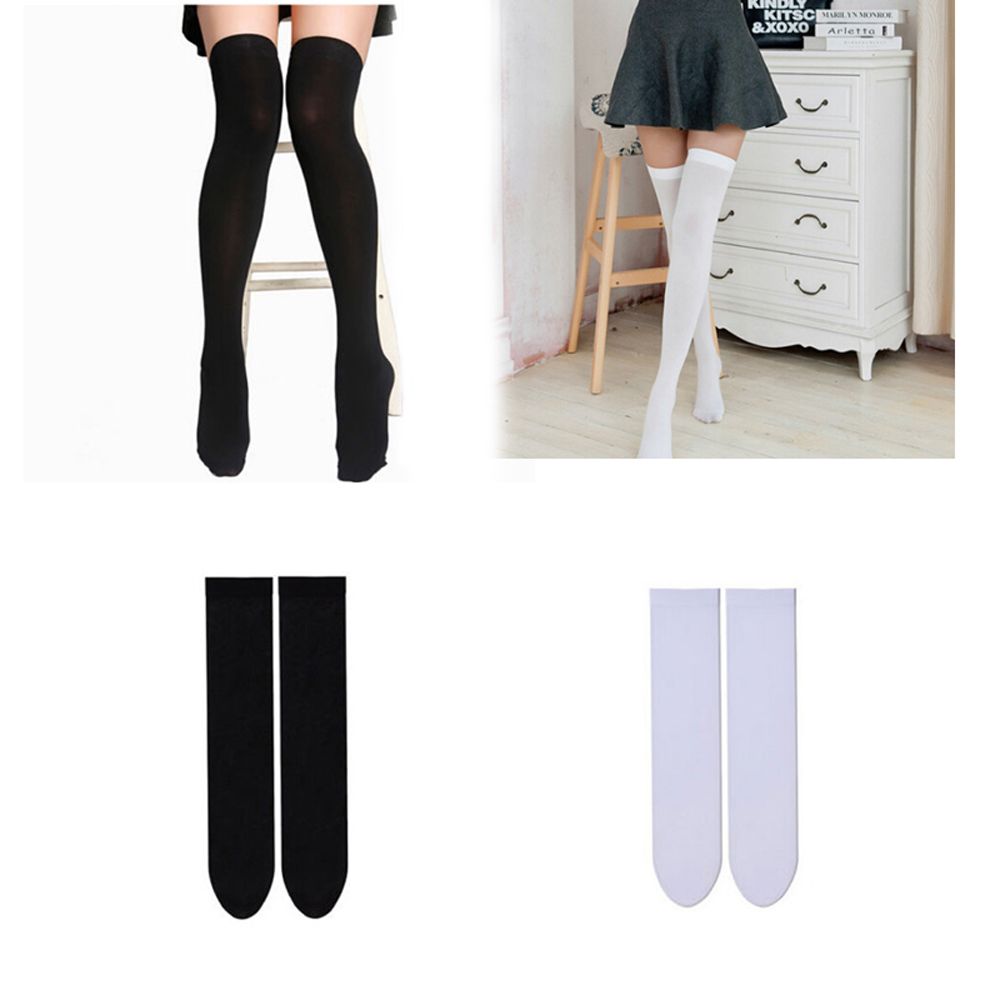 Tillie - Cute Thigh High Cotton Socks - DarkAcademic