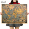 Secret Garden - Vintage World Map  Kraft Paper Poster - DarkAcademic