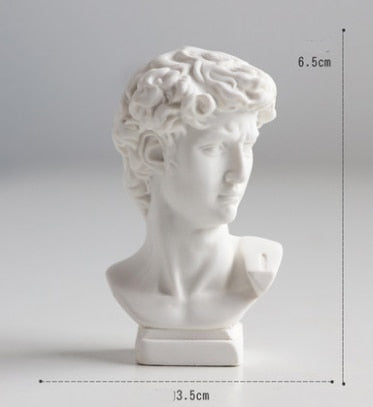 Greek Mythology David Head Mini Plaster Bust Statue - DarkAcademic