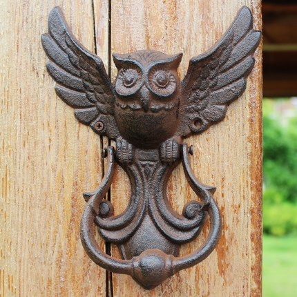 Hermes - Vintage Door Knocker Cast Iron owl - TheDarkAcademic