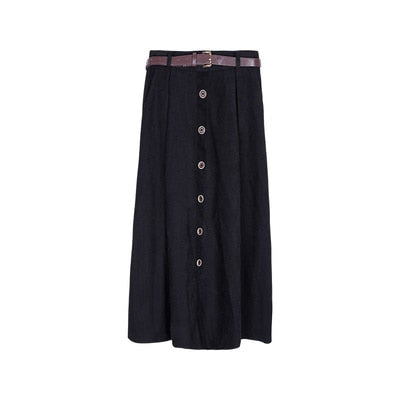 Fairlight - Sweet Winter Elastic Waist Skirt With Belt - DarkAcademic