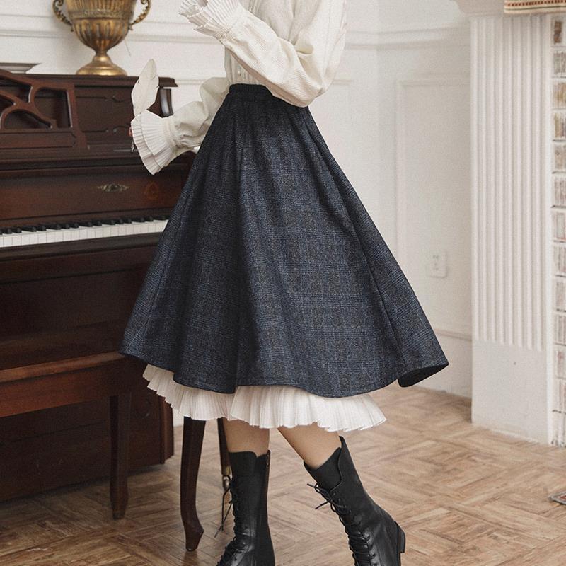 Alisa - Kind Long High Waist Harajuku Midi Skirt - TheDarkAcademic