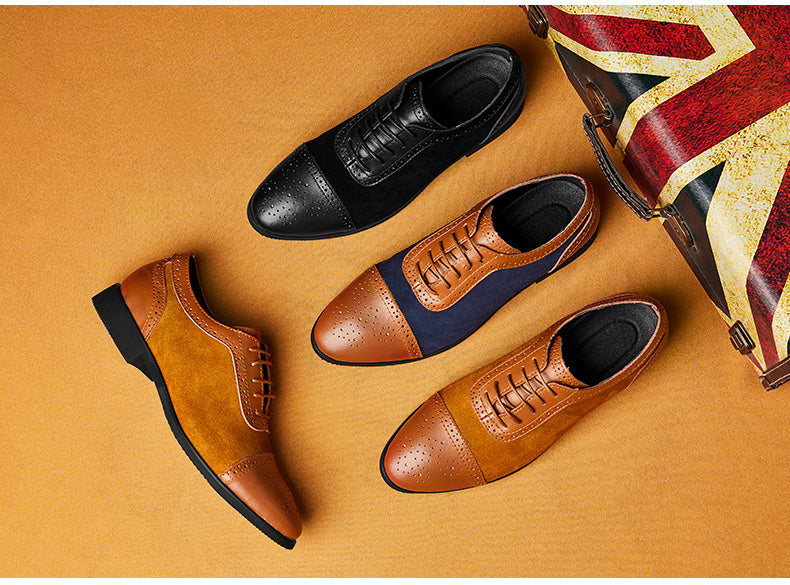 Bernie - Dark Academia Men's Cap Toe Oxford Genuine Leather and Suede Shoes - TheDarkAcademic