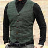Load image into Gallery viewer, Simon - Brown Plaid Old Time Slim Fitted Gilet V-Neck Vest - DarkAcademic