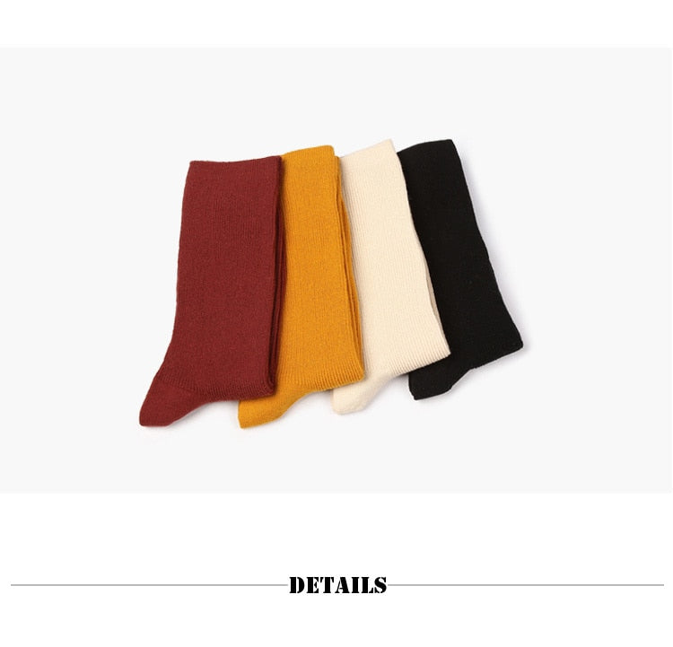 Hazel - Warm Loose Solid Color Elegant And Cute Socks - DarkAcademic