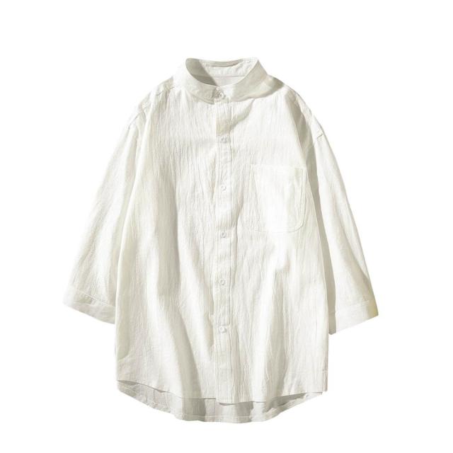 Percy - Summer Loose Thin Cotton Short-Sleeve Shirt - DarkAcademic