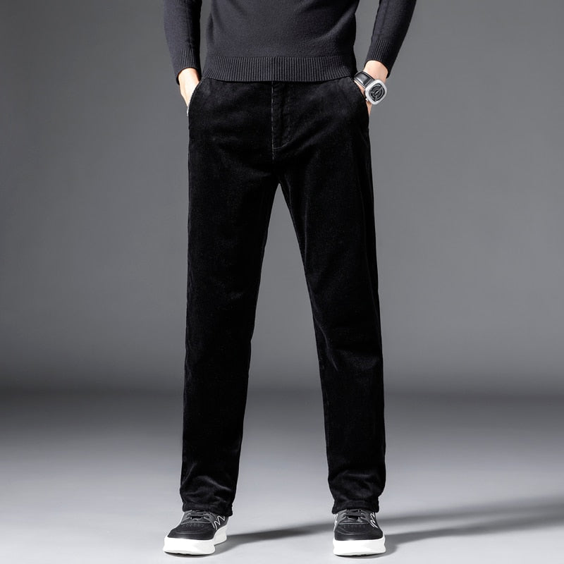 William - Corduroy Comfortable Cotton Men's Classic Embroidery Trousers Pants - DarkAcademic