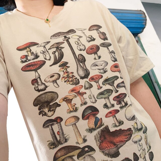 Fox - Mushroom Print Cute Aesthetic Top - DarkAcademic