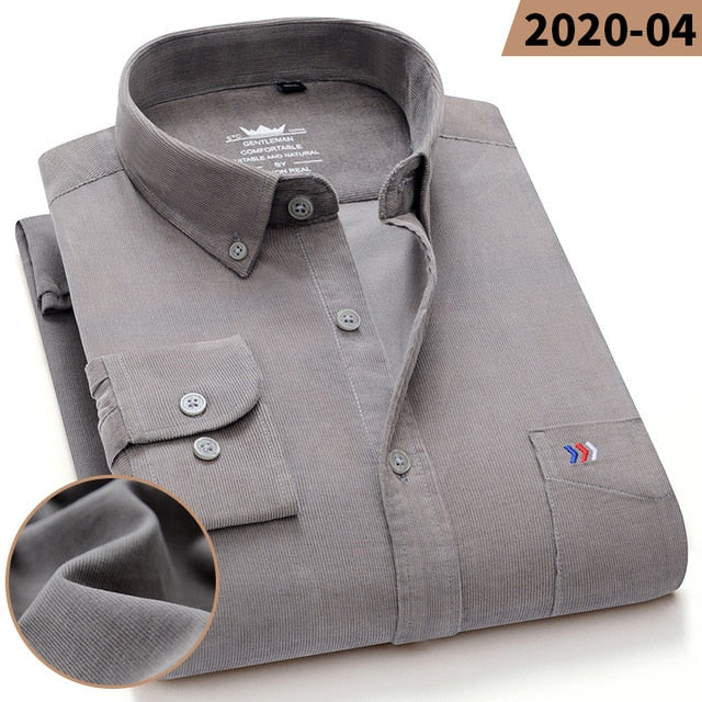 James - 100% Cotton Corduroy Regular Fit Shirt - DarkAcademic