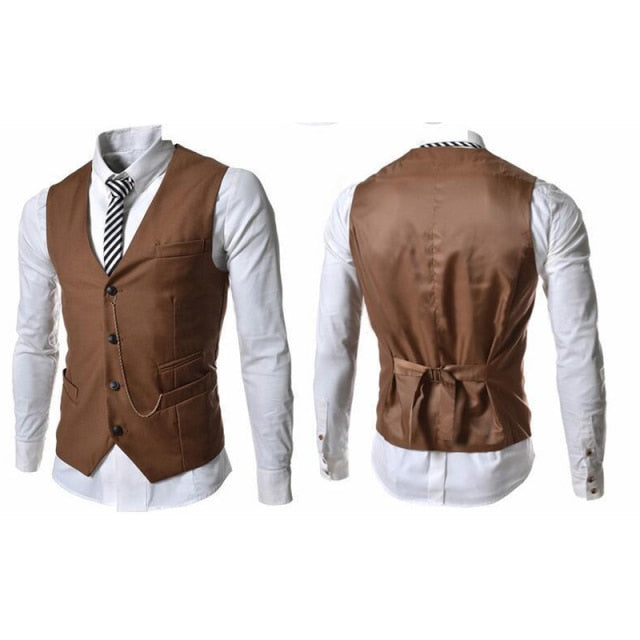 Wilbur - Dark Academia Solid Color Fitten Vest For Men - DarkAcademic
