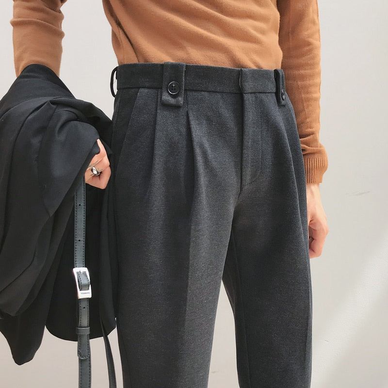 Maison - Autumn Winter Woolen Streetwear Casual Trousers - TheDarkAcademic