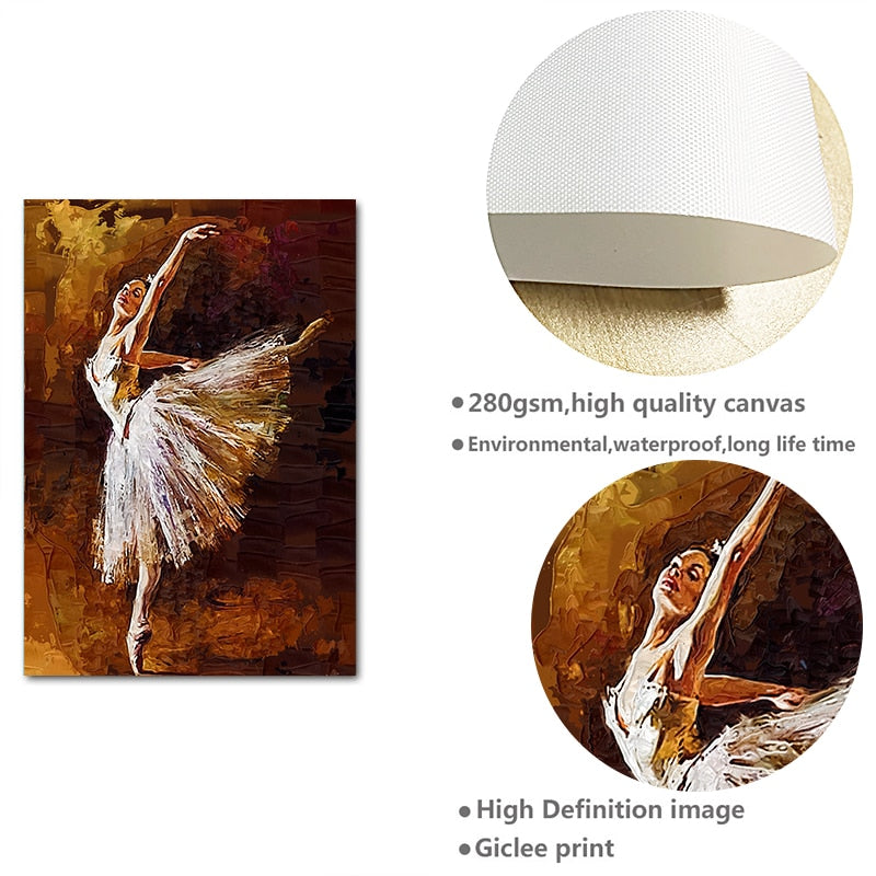 Rachel - Dancing White Dress Ballet Canvas Painting - TheDarkAcademic