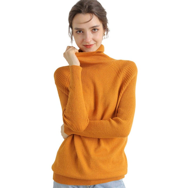 Merino - Cashmere Wool Turtleneck Sweater With Long Sleeves - TheDarkAcademic
