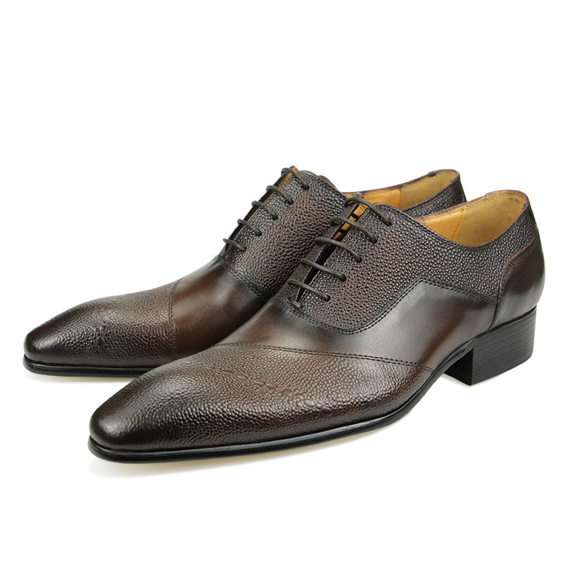 Francis - Dark Academia Dress Oxford Classic Gentleman Style Lace Up Pointed Leather Shoes - TheDarkAcademic
