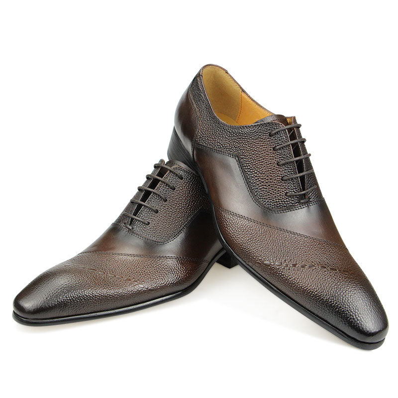 Francis - Dark Academia Dress Oxford Classic Gentleman Style Lace Up Pointed Leather Shoes - TheDarkAcademic