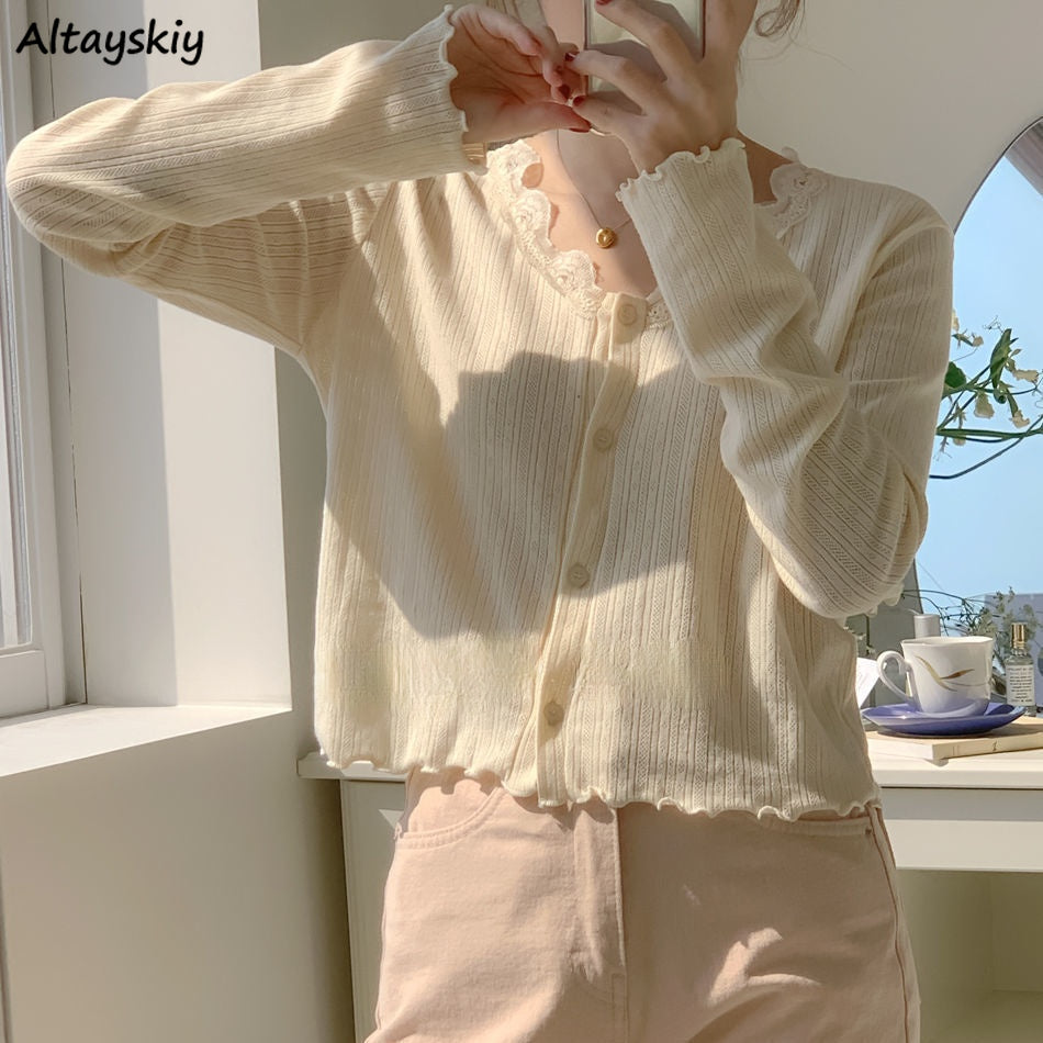 Adeline - Women Cardigan Lace Gentle Slender Knitting - TheDarkAcademic