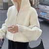 Edith - Dark Academia Solid Sweaters Women White Loose Leisure Turtleneck - TheDarkAcademic
